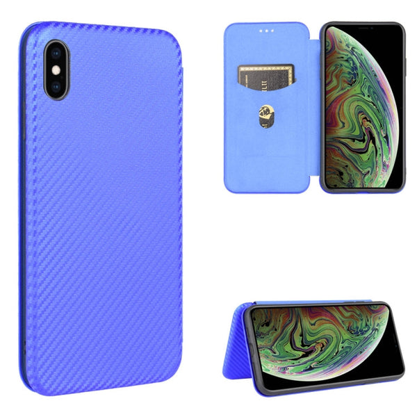 Carbon Fiber Texture Magnetic Horizontal Flip TPU + PC + PU Leather Case with Card Slot, For iPhone 7 / 8 / SE 2020 / SE 2022, For iPhone 7 Plus / 8 Plus, For iPhone XR, For iPhone XS Max