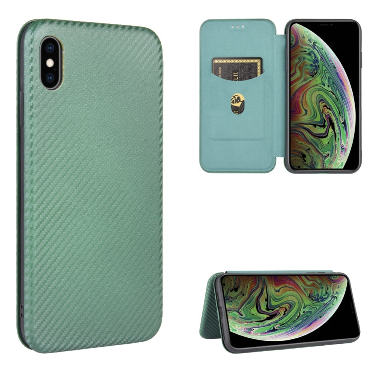 Carbon Fiber Texture Magnetic Horizontal Flip TPU + PC + PU Leather Case with Card Slot, For iPhone 7 / 8 / SE 2020 / SE 2022, For iPhone 7 Plus / 8 Plus, For iPhone XR, For iPhone XS Max