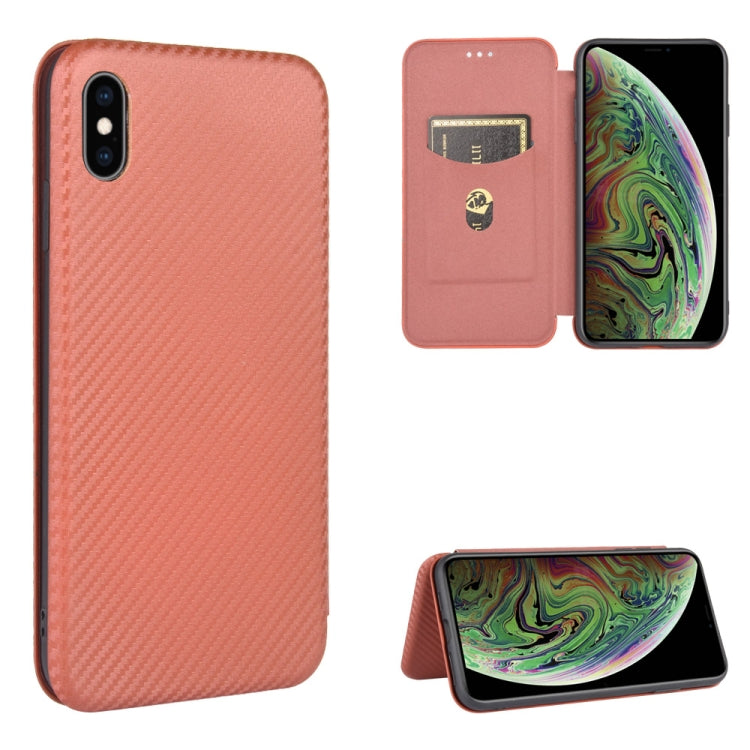 Carbon Fiber Texture Magnetic Horizontal Flip TPU + PC + PU Leather Case with Card Slot, For iPhone 7 / 8 / SE 2020 / SE 2022, For iPhone 7 Plus / 8 Plus, For iPhone XR, For iPhone XS Max