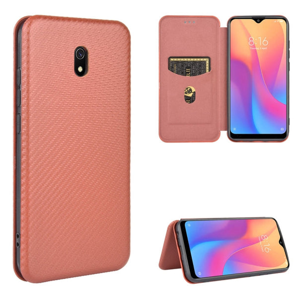 Carbon Fiber Texture Magnetic Horizontal Flip TPU + PC + PU Leather Case with Card Slot, For Xiaomi Redmi 9C, For Xiaomi Redmi 8A, For Xiaomi Redmi 8, For Xiaomi Redmi 9