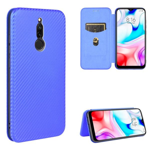 Carbon Fiber Texture Magnetic Horizontal Flip TPU + PC + PU Leather Case with Card Slot, For Xiaomi Redmi 9C, For Xiaomi Redmi 8A, For Xiaomi Redmi 8, For Xiaomi Redmi 9