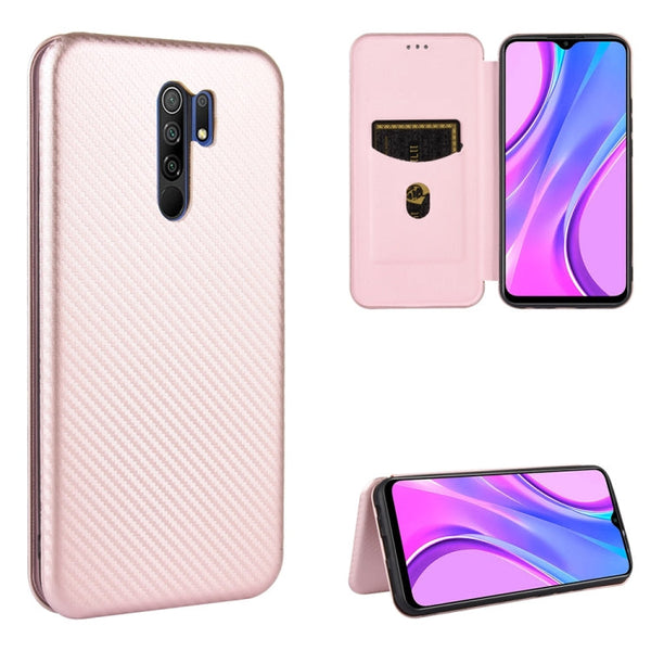 Carbon Fiber Texture Magnetic Horizontal Flip TPU + PC + PU Leather Case with Card Slot, For Xiaomi Redmi 9C, For Xiaomi Redmi 8A, For Xiaomi Redmi 8, For Xiaomi Redmi 9