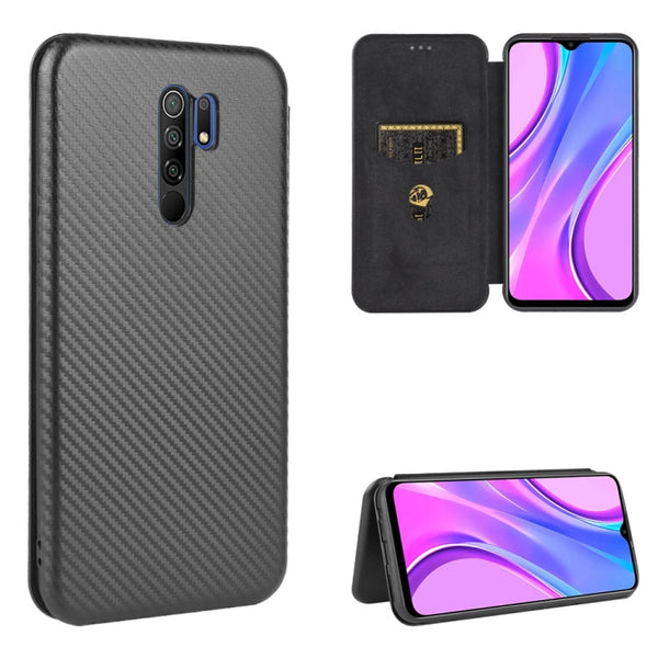 Carbon Fiber Texture Magnetic Horizontal Flip TPU + PC + PU Leather Case with Card Slot, For Xiaomi Redmi 9C, For Xiaomi Redmi 8A, For Xiaomi Redmi 8, For Xiaomi Redmi 9