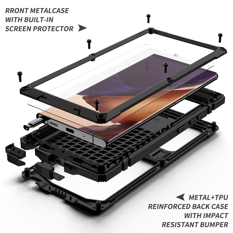 Shockproof Waterproof Dust-proof Metal + Silicone Protective Case with Holder, For Samsung Galaxy Note 20 Ultra, For Samsung Galaxy Note 20