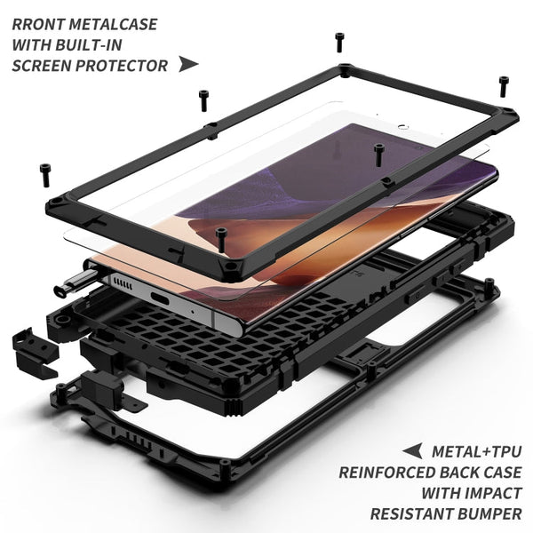 Shockproof Waterproof Dust-proof Metal + Silicone Protective Case with Holder, For Samsung Galaxy Note 20 Ultra, For Samsung Galaxy Note 20