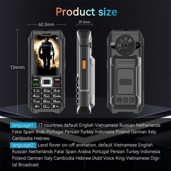 UNIWA M6000 Big Speaker Keypad Phone, 2.4 inch, Dual Flashlights, 21 Keys, SOS, FM, 4 SIM, GSM, EU Plug, US Plug, UK Plug, AU Plug