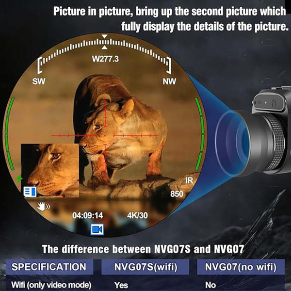 NVG07S Outdoor 4K 1.39 inch OLED Round Screen Monocular Head-mounted Infrared Night Vision Device