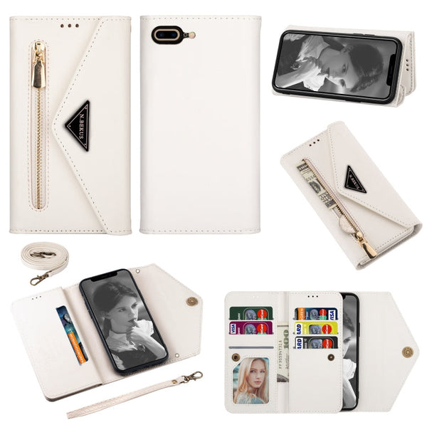 Skin Feel Zipper Horizontal Flip Leather Case with Holder & Card Slots & Photo Frame & Lanyard & Long Rope, For iPhone 6, For iPhone 6 Plus, For iPhone 7 / 8 / SE (2020), For iPhone 7 Plus / 8 Plus