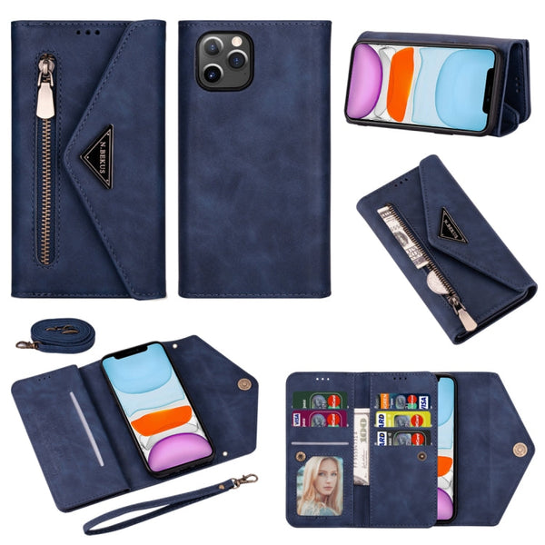 Skin Feel Zipper Horizontal Flip Leather Case with Holder & Card Slots & Photo Frame & Lanyard & Long Rope, For iPhone 11, For iPhone 11 Pro, For iPhone 11 Pro Max, For iPhone XS / X