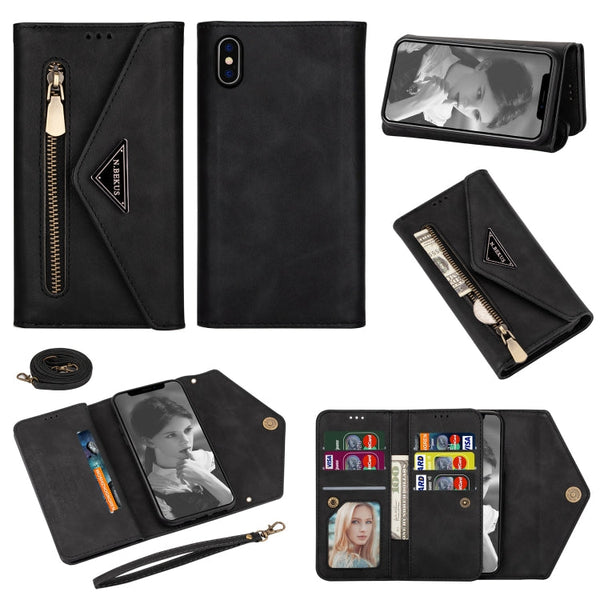 Skin Feel Zipper Horizontal Flip Leather Case with Holder & Card Slots & Photo Frame & Lanyard & Long Rope, For iPhone 11, For iPhone 11 Pro, For iPhone 11 Pro Max, For iPhone XS / X
