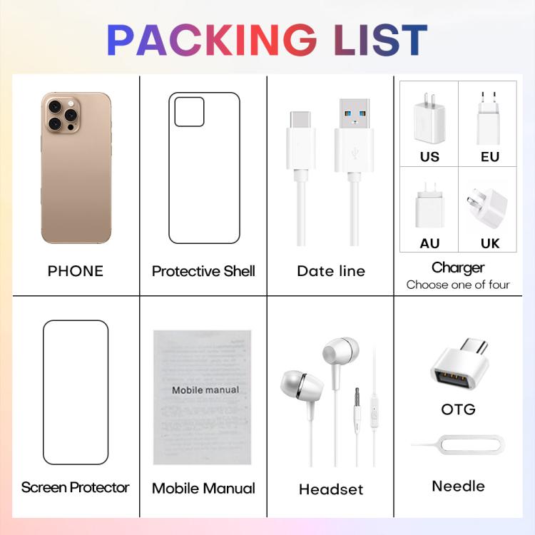 A88 / i16 Pro Max, 2GB+16GB, 6.6 inch Android 8.1 MTK6580A Quad Core, OTG, Network: 3G, Dual SIM, EU Plug, US Plug, UK Plug, AU Plug