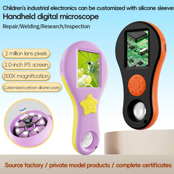 2 inch IPS Screen Children Handheld Digital Microscope 500X Magnification