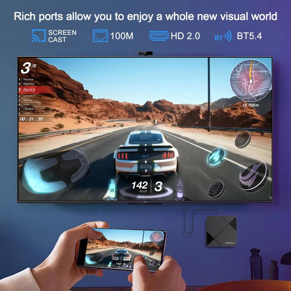 H96Max 4K UHD Android 14 Smart TV Box with Remote Control, RK3518 Quad-Core