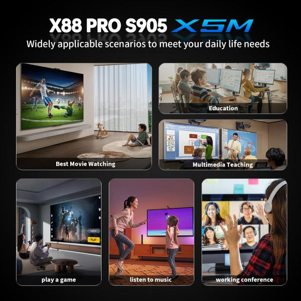 X88 Pro X5M Android 14.0 Smart TV Box, S905X5M 2.0GHz 64-bit Quad-core Cortex-A55