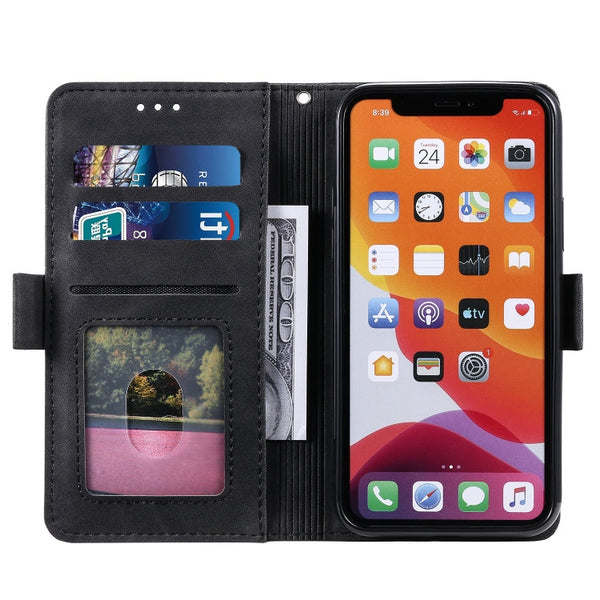 Retro Splicing Horizontal Flip Leather Case with Card Slots & Holder & Wallet, For iPhone 12 Pro Max
