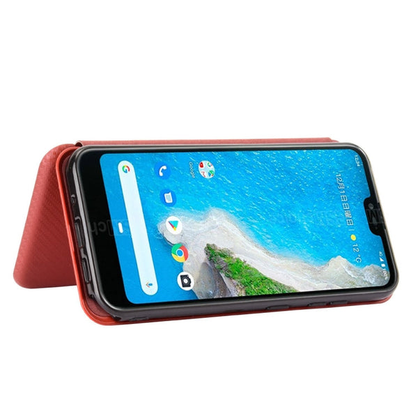 Carbon Fiber Texture Magnetic Horizontal Flip TPU + PC + PU Leather Case with Card Slot, For Kyocera Android One S6, For Kyocera Gratina KYV48, For Ulefone Note 9P, For Sharp Aquos Zero 5G Basic