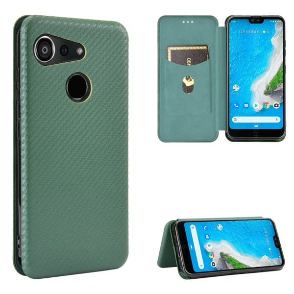 Carbon Fiber Texture Magnetic Horizontal Flip TPU + PC + PU Leather Case with Card Slot, For Kyocera Android One S6, For Kyocera Gratina KYV48, For Ulefone Note 9P, For Sharp Aquos Zero 5G Basic