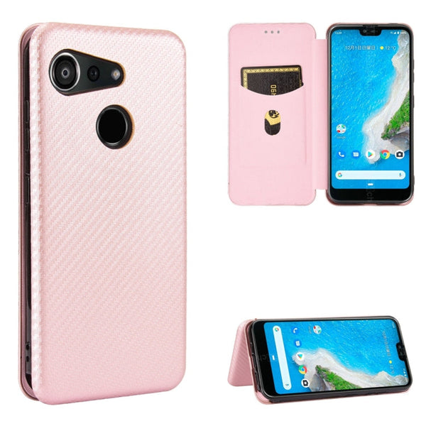 Carbon Fiber Texture Magnetic Horizontal Flip TPU + PC + PU Leather Case with Card Slot, For Kyocera Android One S6, For Kyocera Gratina KYV48, For Ulefone Note 9P, For Sharp Aquos Zero 5G Basic