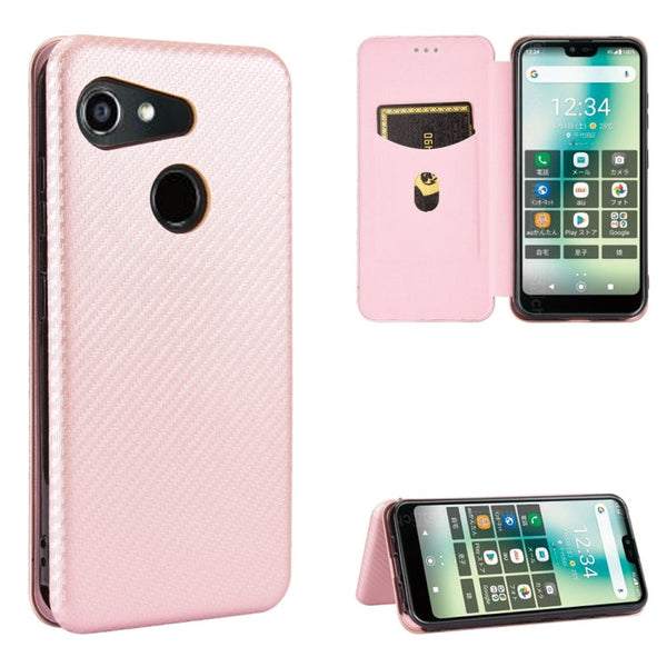 Carbon Fiber Texture Magnetic Horizontal Flip TPU + PC + PU Leather Case with Card Slot, For Kyocera Android One S6, For Kyocera Gratina KYV48, For Ulefone Note 9P, For Sharp Aquos Zero 5G Basic