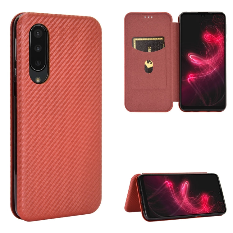 Carbon Fiber Texture Magnetic Horizontal Flip TPU + PC + PU Leather Case with Card Slot, For Kyocera Android One S6, For Kyocera Gratina KYV48, For Ulefone Note 9P, For Sharp Aquos Zero 5G Basic