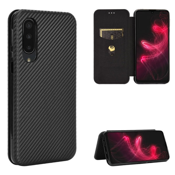 Carbon Fiber Texture Magnetic Horizontal Flip TPU + PC + PU Leather Case with Card Slot, For Kyocera Android One S6, For Kyocera Gratina KYV48, For Ulefone Note 9P, For Sharp Aquos Zero 5G Basic