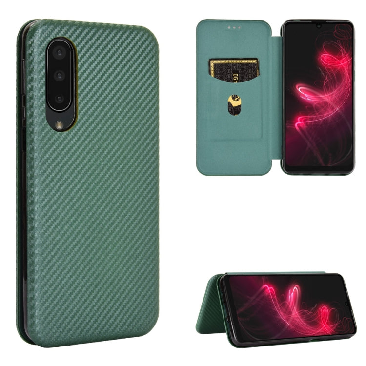Carbon Fiber Texture Magnetic Horizontal Flip TPU + PC + PU Leather Case with Card Slot, For Kyocera Android One S6, For Kyocera Gratina KYV48, For Ulefone Note 9P, For Sharp Aquos Zero 5G Basic