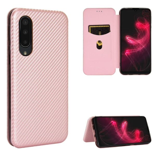 Carbon Fiber Texture Magnetic Horizontal Flip TPU + PC + PU Leather Case with Card Slot, For Kyocera Android One S6, For Kyocera Gratina KYV48, For Ulefone Note 9P, For Sharp Aquos Zero 5G Basic
