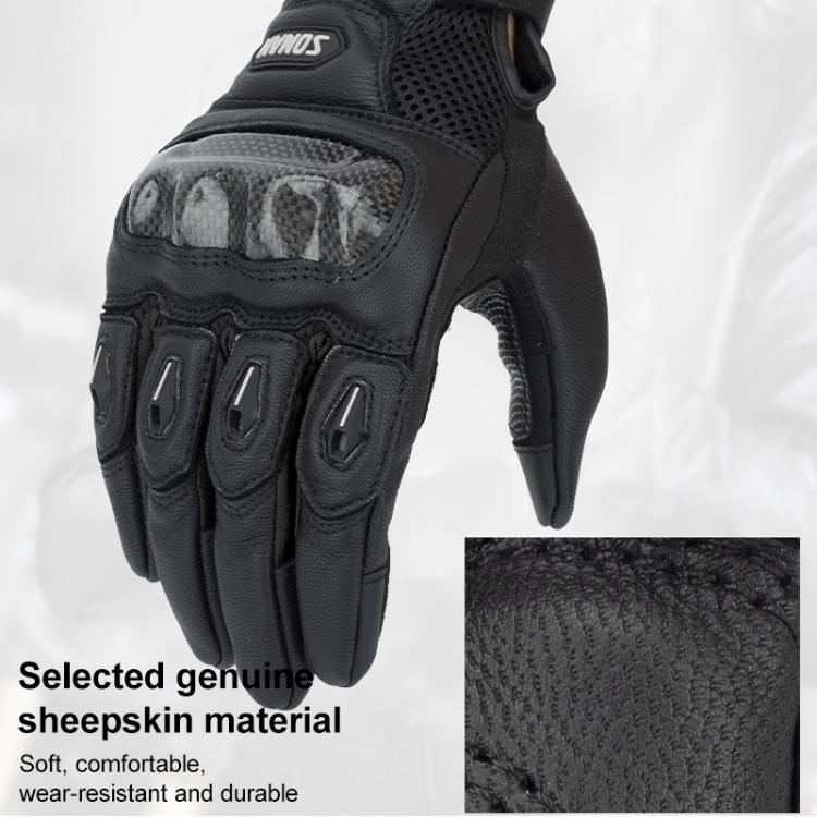 SOMAN  MG21 Motorcycle Sheepskin Carbon Fiber Gloves Off-road Riding Anti-slip Gloves