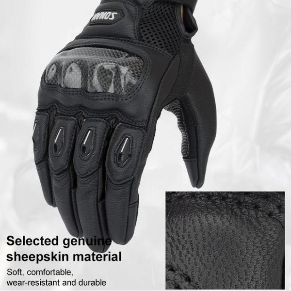 SOMAN  MG21 Motorcycle Sheepskin Carbon Fiber Gloves Off-road Riding Anti-slip Gloves