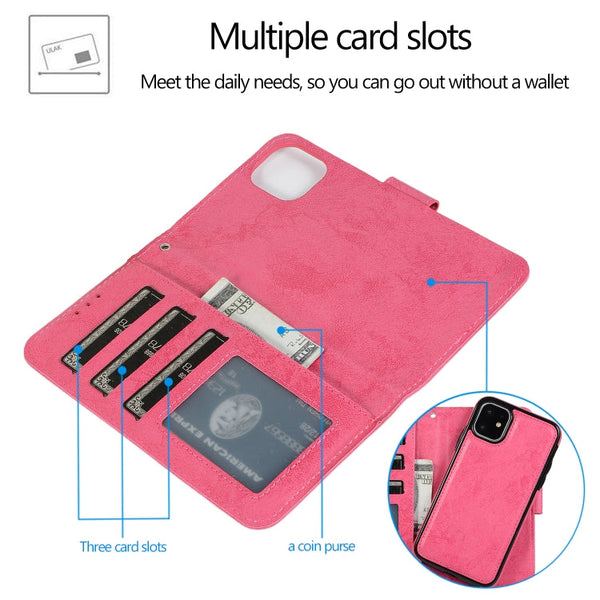 KLT888-2 Retro 2 in 1 Detachable Magnetic Horizontal Flip TPU + PU Leather Case with Holder & Card Slots & Photo Frame & Wallet, For iPhone 11, For iPhone 11 Pro, For iPhone 11 Pro Max, For iPhone 6