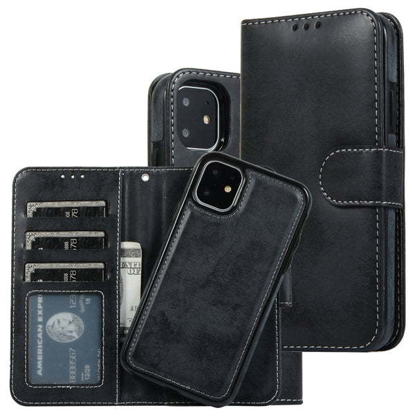 KLT888-2 Retro 2 in 1 Detachable Magnetic Horizontal Flip TPU + PU Leather Case with Holder & Card Slots & Photo Frame & Wallet, For iPhone 11, For iPhone 11 Pro, For iPhone 11 Pro Max, For iPhone 6