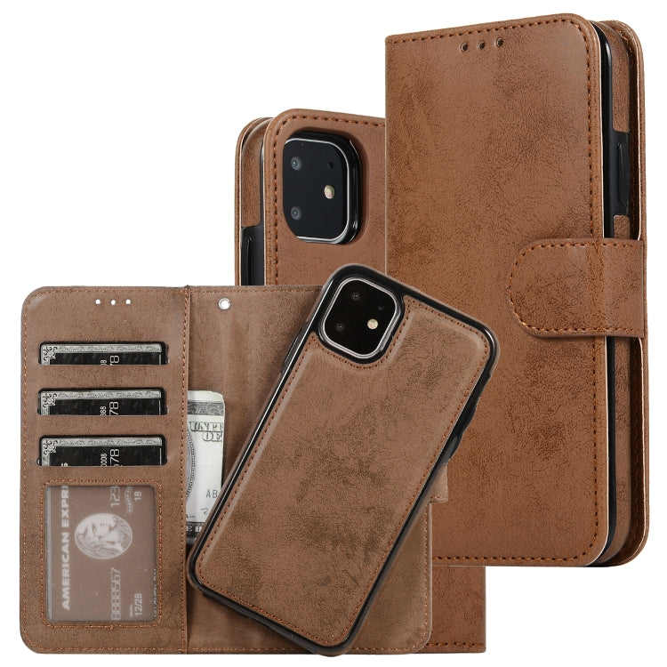 KLT888-2 Retro 2 in 1 Detachable Magnetic Horizontal Flip TPU + PU Leather Case with Holder & Card Slots & Photo Frame & Wallet, For iPhone 11, For iPhone 11 Pro, For iPhone 11 Pro Max, For iPhone 6