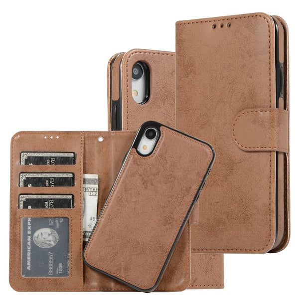 KLT888-2 Retro 2 in 1 Detachable Magnetic Horizontal Flip TPU + PU Leather Case with Holder & Card Slots & Photo Frame & Wallet, For iPhone XR, For iPhone XS Max, For iPhone 12 mini, For iPhone 12 / 12 Pro
