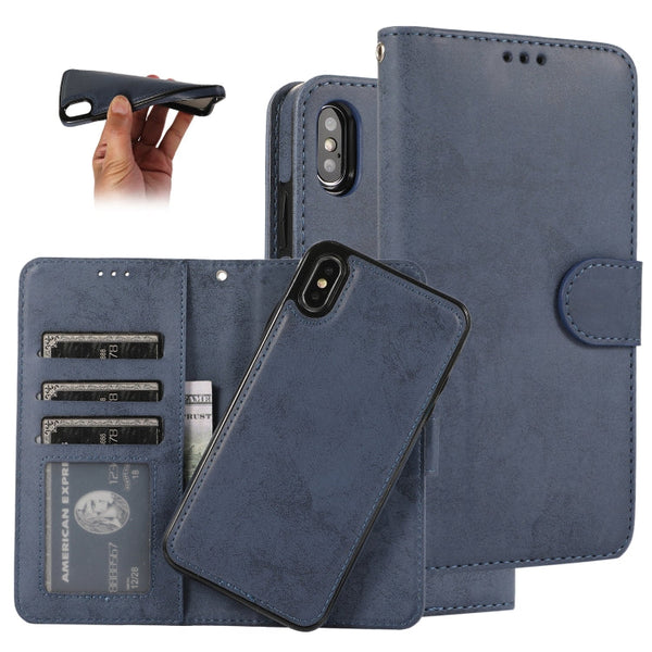 KLT888-2 Retro 2 in 1 Detachable Magnetic Horizontal Flip TPU + PU Leather Case with Holder & Card Slots & Photo Frame & Wallet, For iPhone XR, For iPhone XS Max, For iPhone 12 mini, For iPhone 12 / 12 Pro