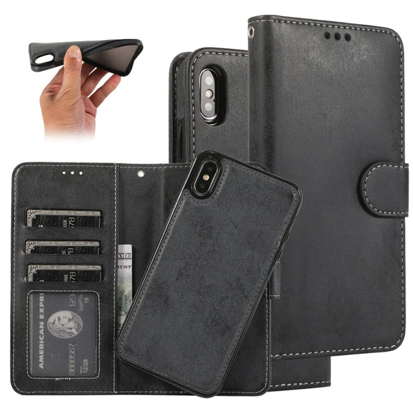 KLT888-2 Retro 2 in 1 Detachable Magnetic Horizontal Flip TPU + PU Leather Case with Holder & Card Slots & Photo Frame & Wallet, For iPhone XR, For iPhone XS Max, For iPhone 12 mini, For iPhone 12 / 12 Pro