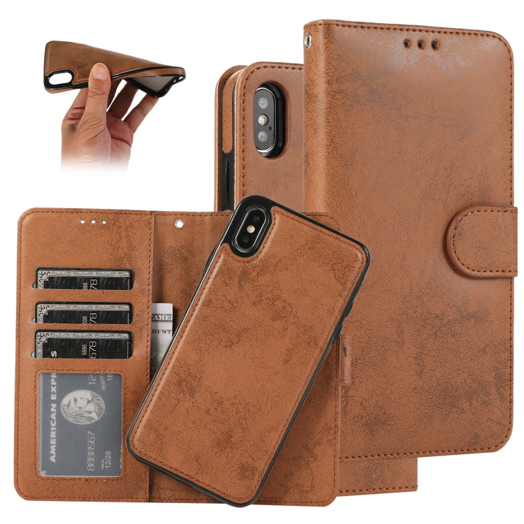 KLT888-2 Retro 2 in 1 Detachable Magnetic Horizontal Flip TPU + PU Leather Case with Holder & Card Slots & Photo Frame & Wallet, For iPhone XR, For iPhone XS Max, For iPhone 12 mini, For iPhone 12 / 12 Pro