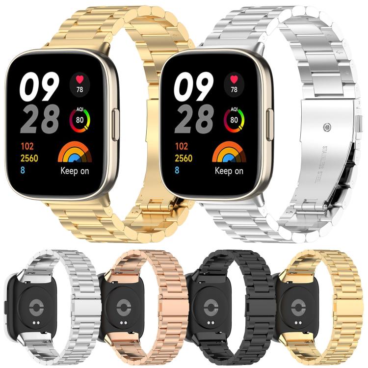 xDfind Three-Bead Stainless Steel Metal Watch Band