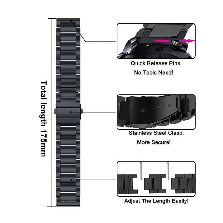 Three Beads Stainless Steel Watch Band