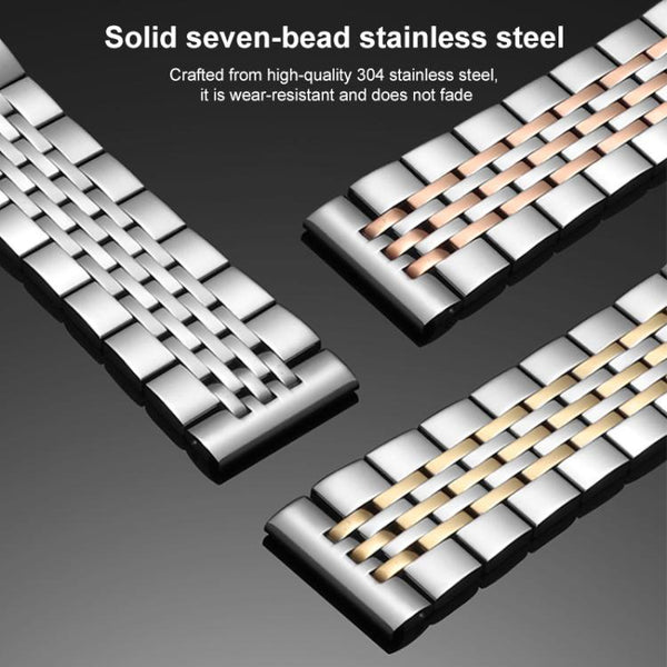 xDfind Seven-bead Solid Stainless Steel Watch Band