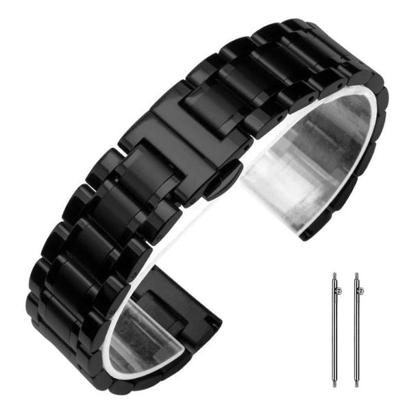 xDfind Five-bead Solid Stainless Steel Butterfly Buckle Watch Band