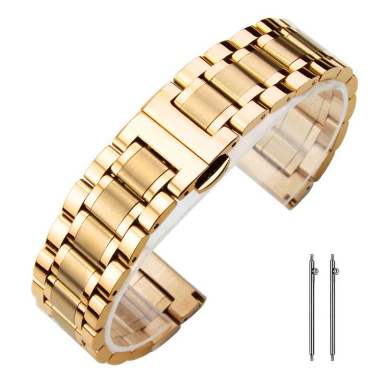xDfind Five-bead Solid Stainless Steel Butterfly Buckle Watch Band