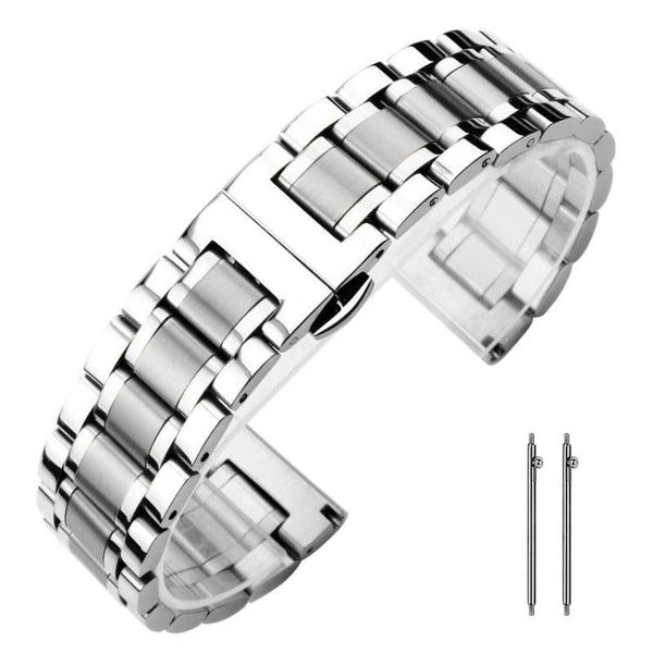 xDfind Five-bead Solid Stainless Steel Butterfly Buckle Watch Band