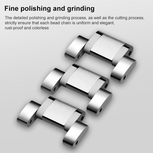 xDfind Five-bead Solid Stainless Steel Butterfly Buckle Watch Band