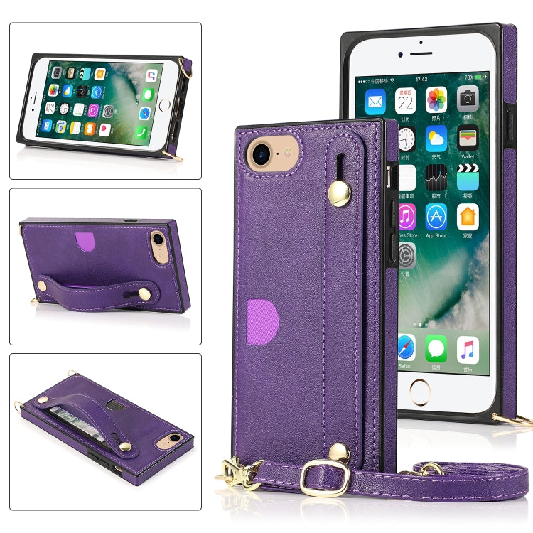 Wrist Strap PU+TPU Shockproof Protective Case with Crossbody Lanyard & Holder & Card Slot, For iPhone 6, For iPhone 7 / 8 / SE 2020, For iPhone 6 Plus, For iPhone 8 Plus / 7 Plus