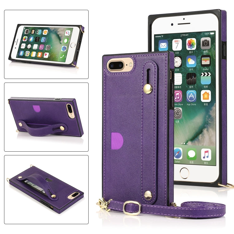 Wrist Strap PU+TPU Shockproof Protective Case with Crossbody Lanyard & Holder & Card Slot, For iPhone 6, For iPhone 7 / 8 / SE 2020, For iPhone 6 Plus, For iPhone 8 Plus / 7 Plus