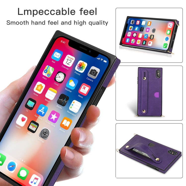 Wrist Strap PU+TPU Shockproof Protective Case with Crossbody Lanyard & Holder & Card Slot, For iPhone XS / X, For iPhone XR, For iPhone XS Max, For iPhone 11