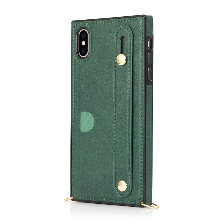Wrist Strap PU+TPU Shockproof Protective Case with Crossbody Lanyard & Holder & Card Slot, For iPhone XS / X, For iPhone XR, For iPhone XS Max, For iPhone 11
