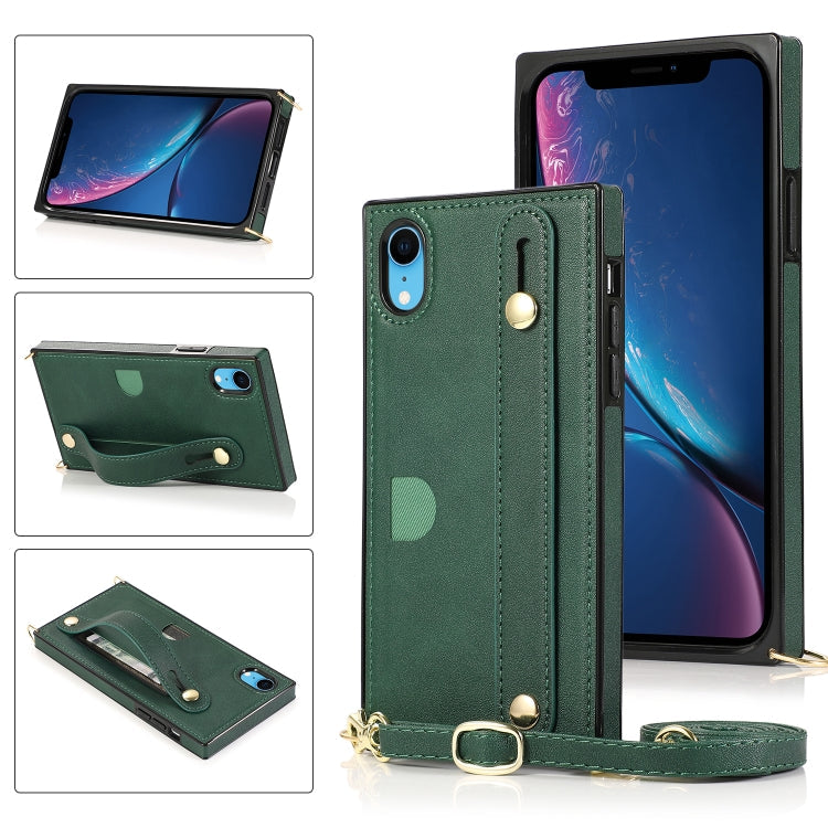 Wrist Strap PU+TPU Shockproof Protective Case with Crossbody Lanyard & Holder & Card Slot, For iPhone XS / X, For iPhone XR, For iPhone XS Max, For iPhone 11