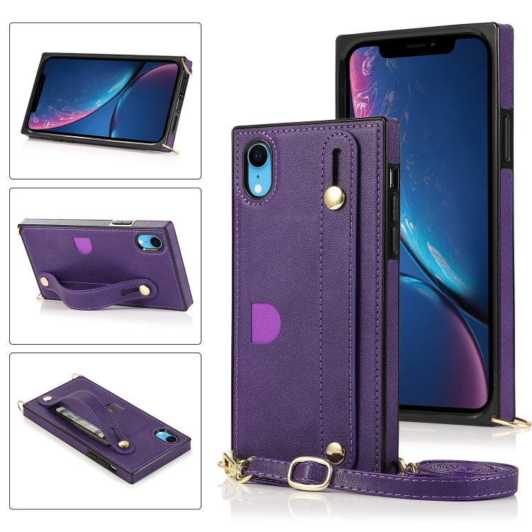 Wrist Strap PU+TPU Shockproof Protective Case with Crossbody Lanyard & Holder & Card Slot, For iPhone XS / X, For iPhone XR, For iPhone XS Max, For iPhone 11
