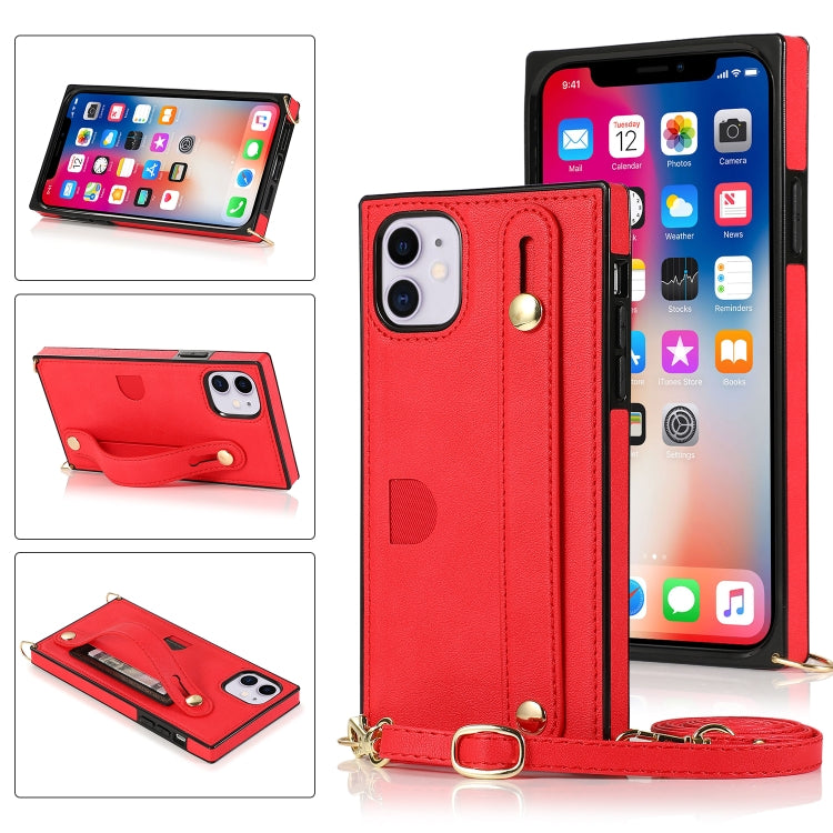 Wrist Strap PU+TPU Shockproof Protective Case with Crossbody Lanyard & Holder & Card Slot, For iPhone XS / X, For iPhone XR, For iPhone XS Max, For iPhone 11